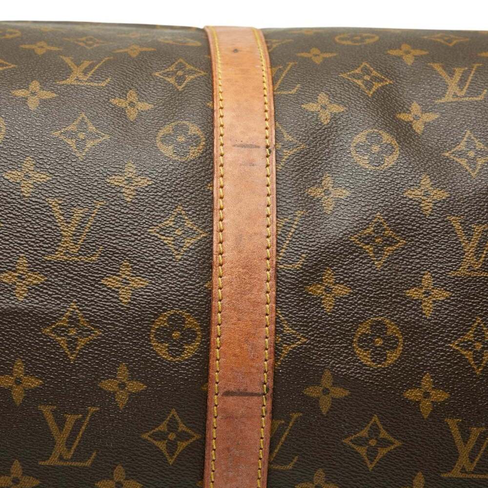 LOUIS VUITTON Authentic Brown Monogram Leather Keepall 55 Boston Bag - Picture 14 of 16